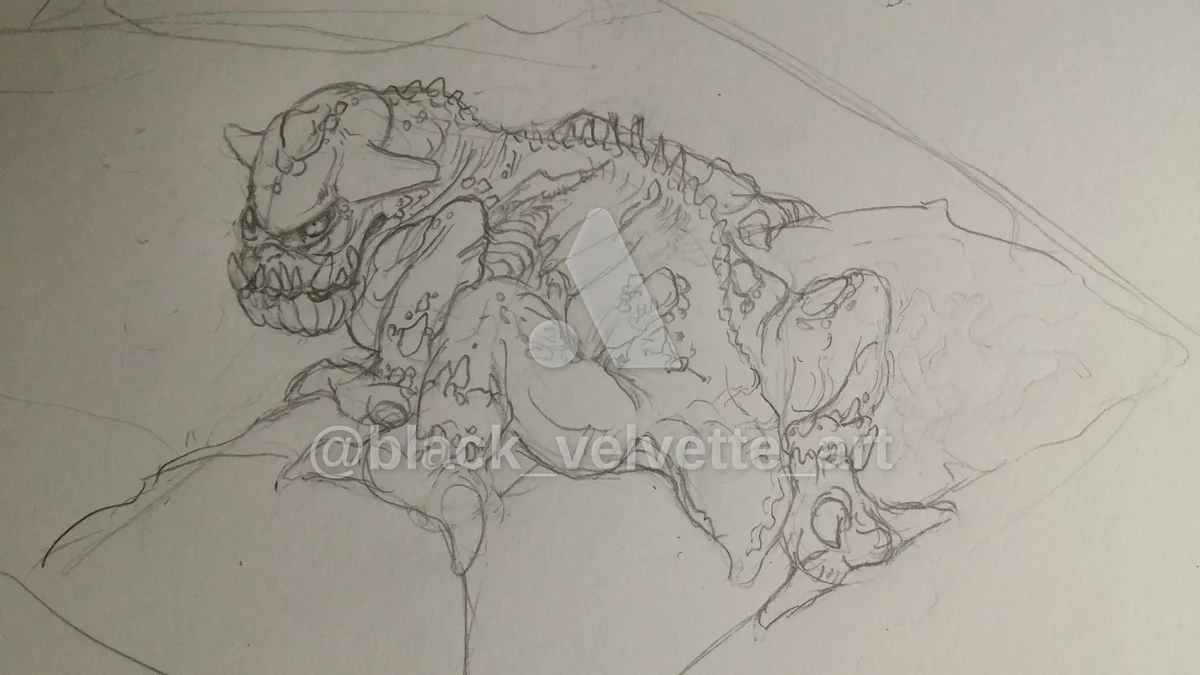 Heatran sketch - artwork by black_velvette_art