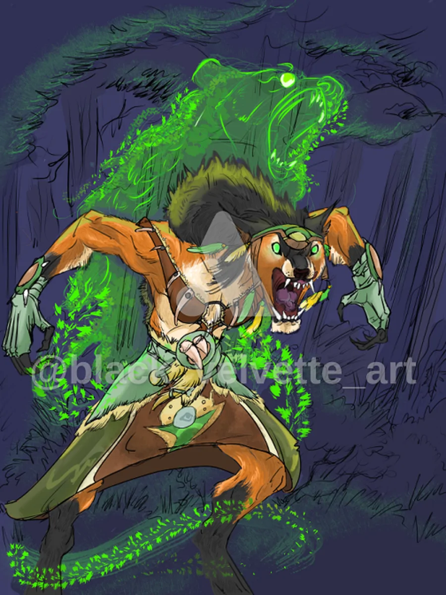 Warcraft - Worgen Druid - artwork by black_velvette_art
