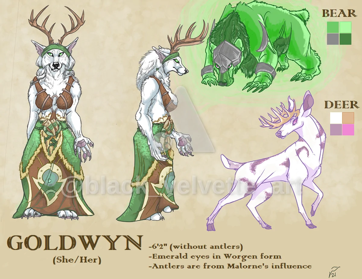 Warcraft Druid Character Sheet - artwork by black_velvette_art