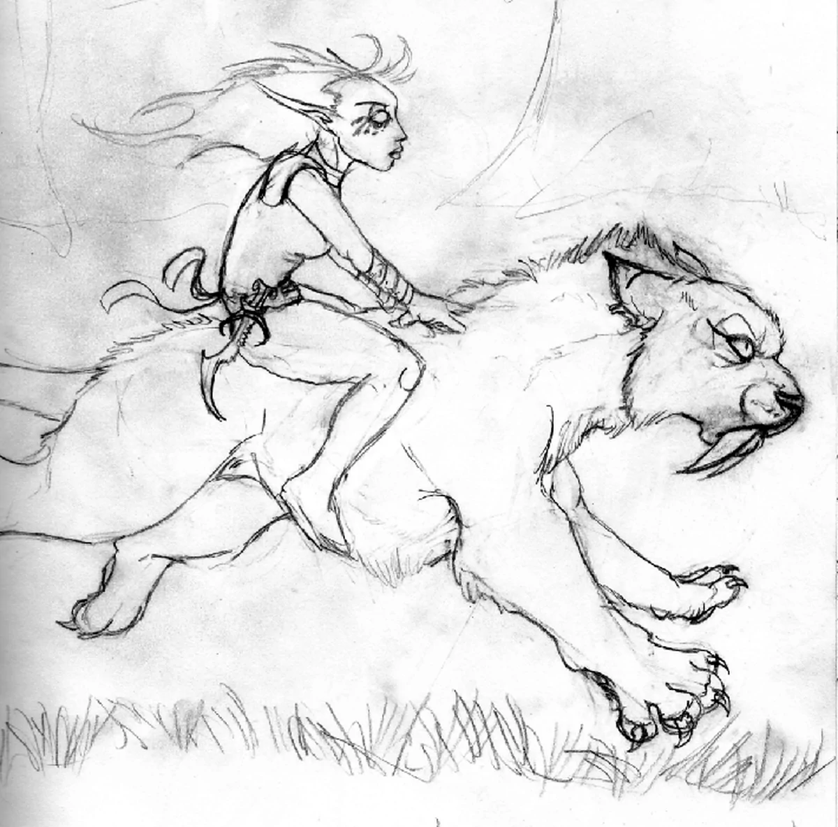 Night Elf with Nightsaber, 2000s - artwork by black_velvette_art