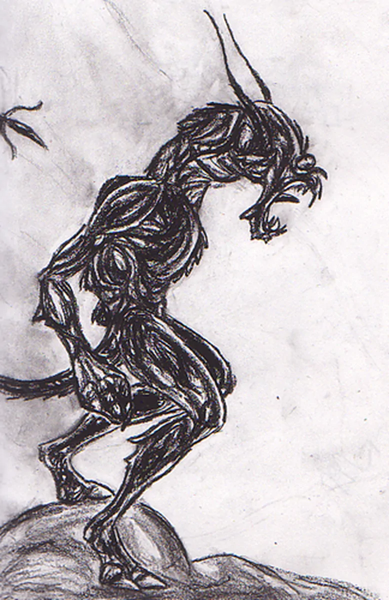 Thunder Demon - mid 2000s - Charcoal - artwork by black_velvette_art