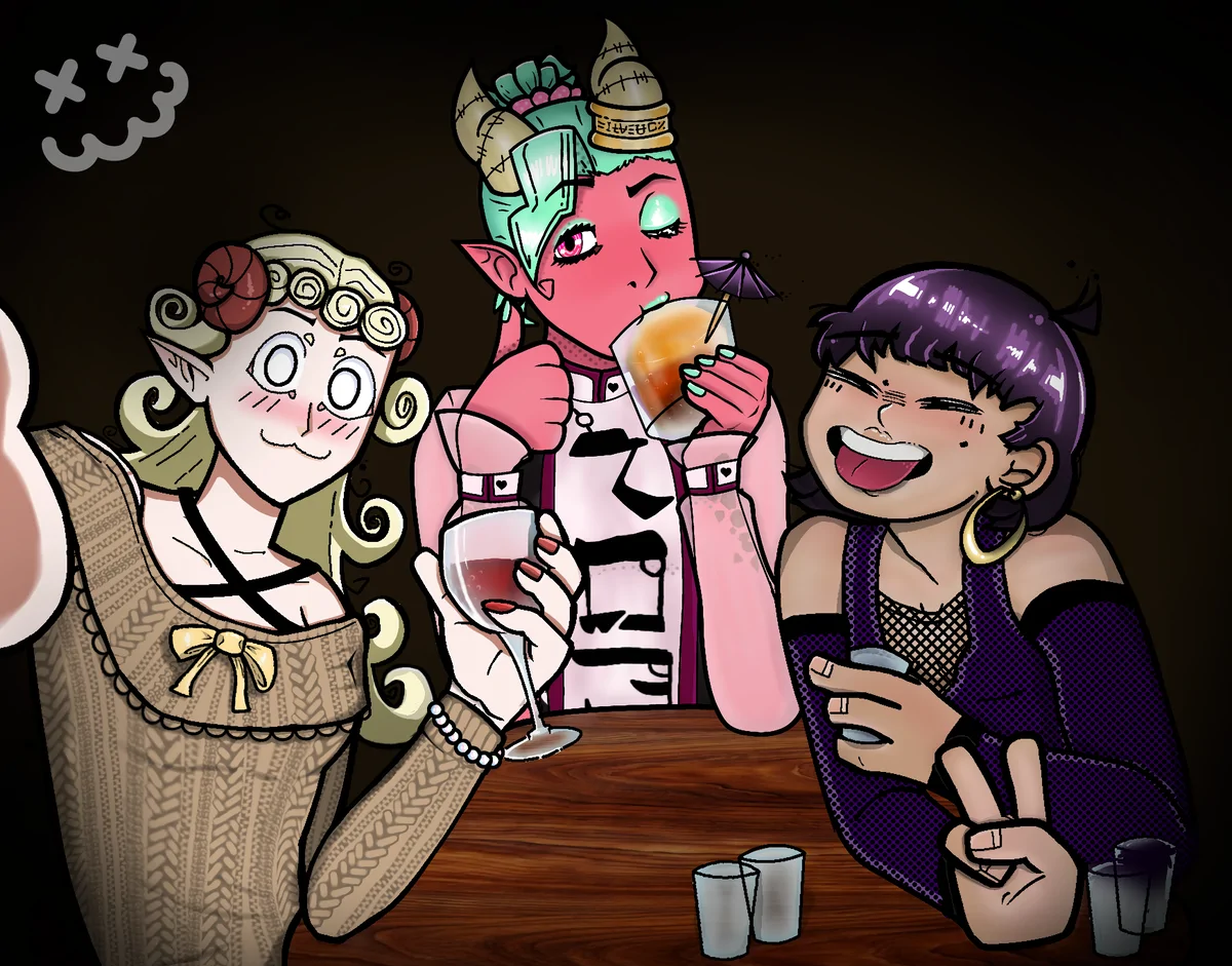Takahe, Lucille and Shar (OC) - artwork by lazerlogan